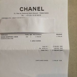 authentic chanel receipt